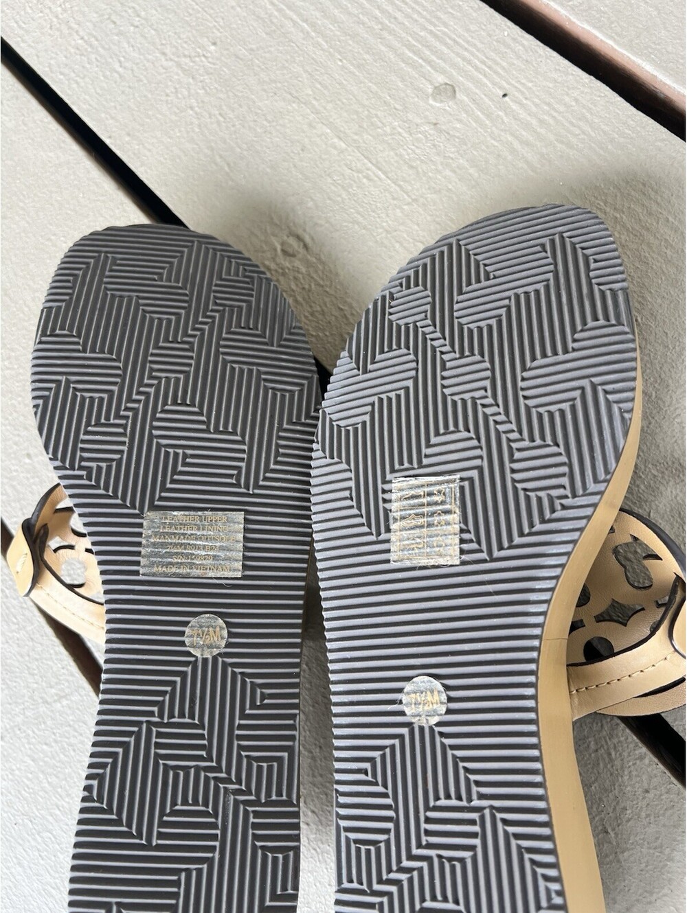 TORY BURCH Miller Wedge Sandals Ginger Shortbread Leather Women's Shoes 7.5 - Picture 14 of 15